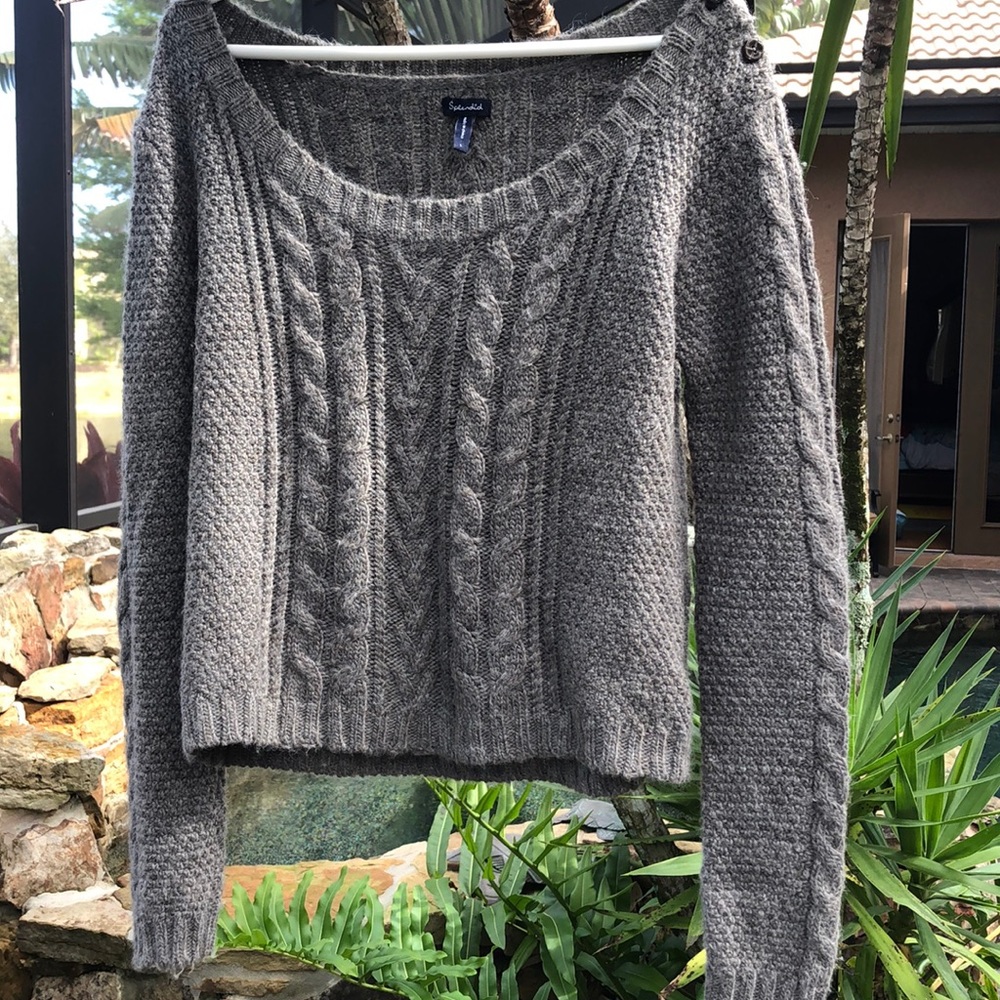 Splendid size L heather grey winter sweater